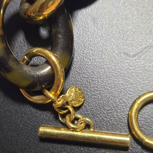 JCrew Brown Chunky Tortoise Acrylic & Goldtone Link Bracelet - Picture 2 of 5